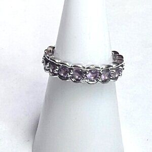 Ring Bomb Party Ring, size 6, clear like lavender stones silver color band